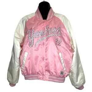 Vintage NY Yankees MLB Cooperstown Collection pink satin bomber jacket Large